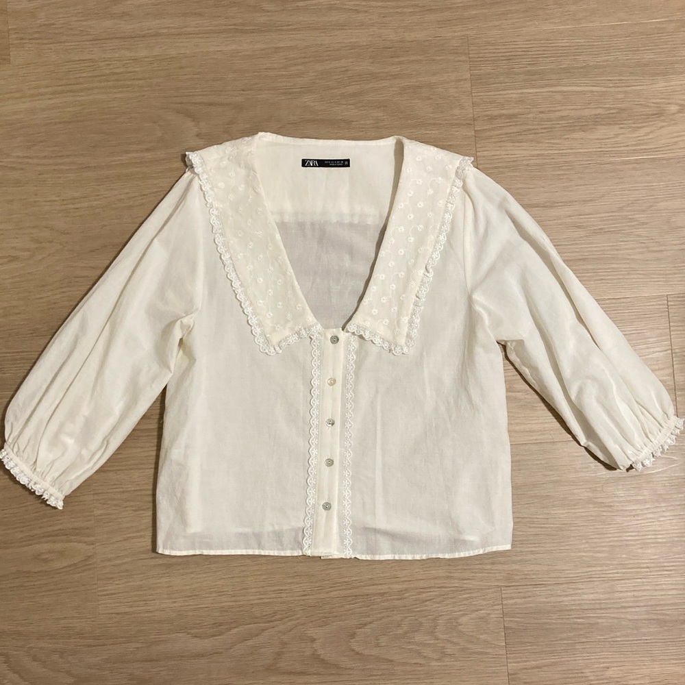 Zara Elegant Cream Blouse size S